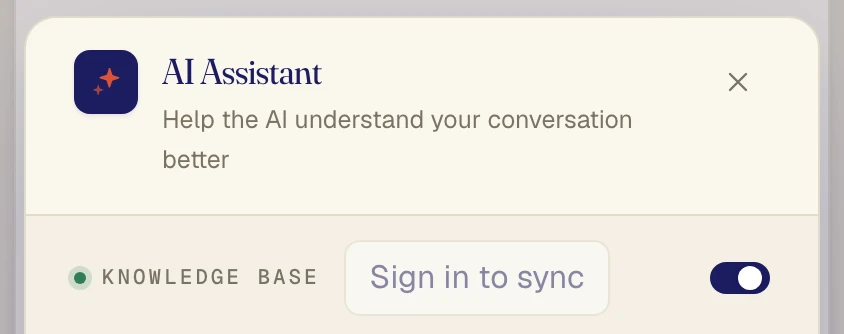 The Knowledge base toggle (2) is set to ON.