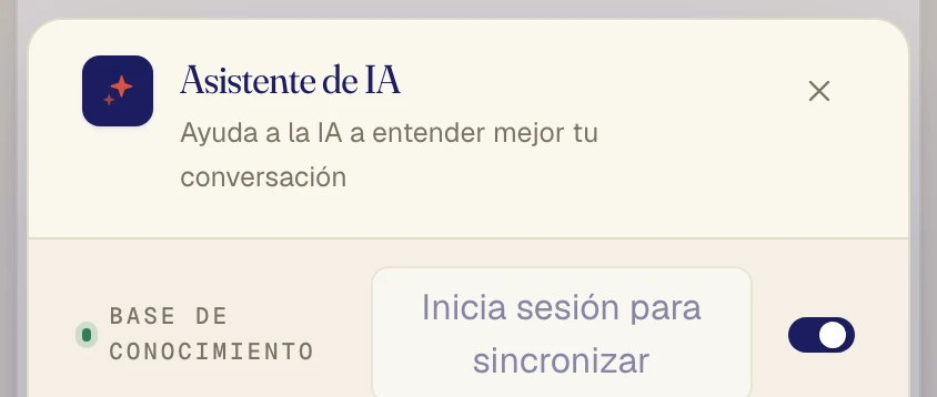 2. Interruptor Base de conocimiento activado.