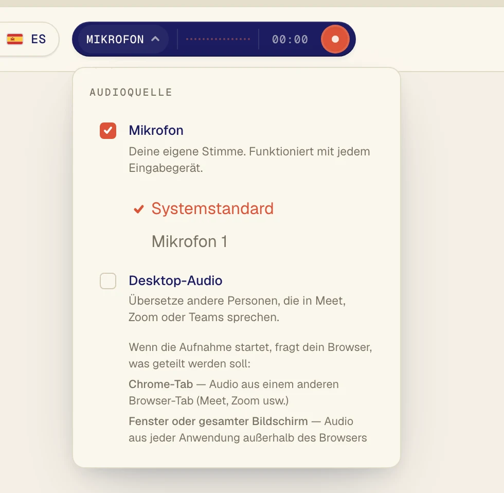 Achte darauf, dass Mikrofon ein Häkchen hat, und wähle dann dein Mikrofon in der Liste darunter. Systemstandard nutzt das Mikrofon, das an deinem Computer eingestellt ist. Wenn du ein Headset verwendest, wähle es anhand seines Namens aus.