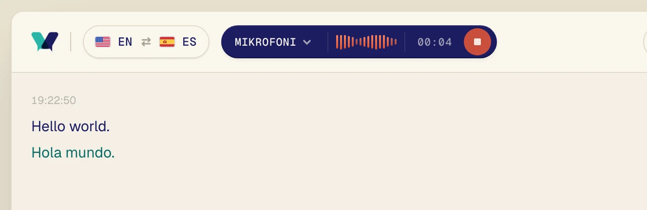 Toista ääni. Muutaman sekunnin kuluttua alkuperäiset sanat ilmestyvät näkyviin ja käännös suoraan niiden alle.
