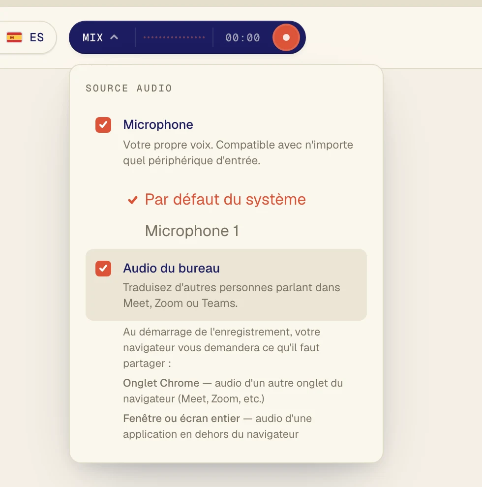 Cochez les deux options. Le bouton indique maintenant Mix.