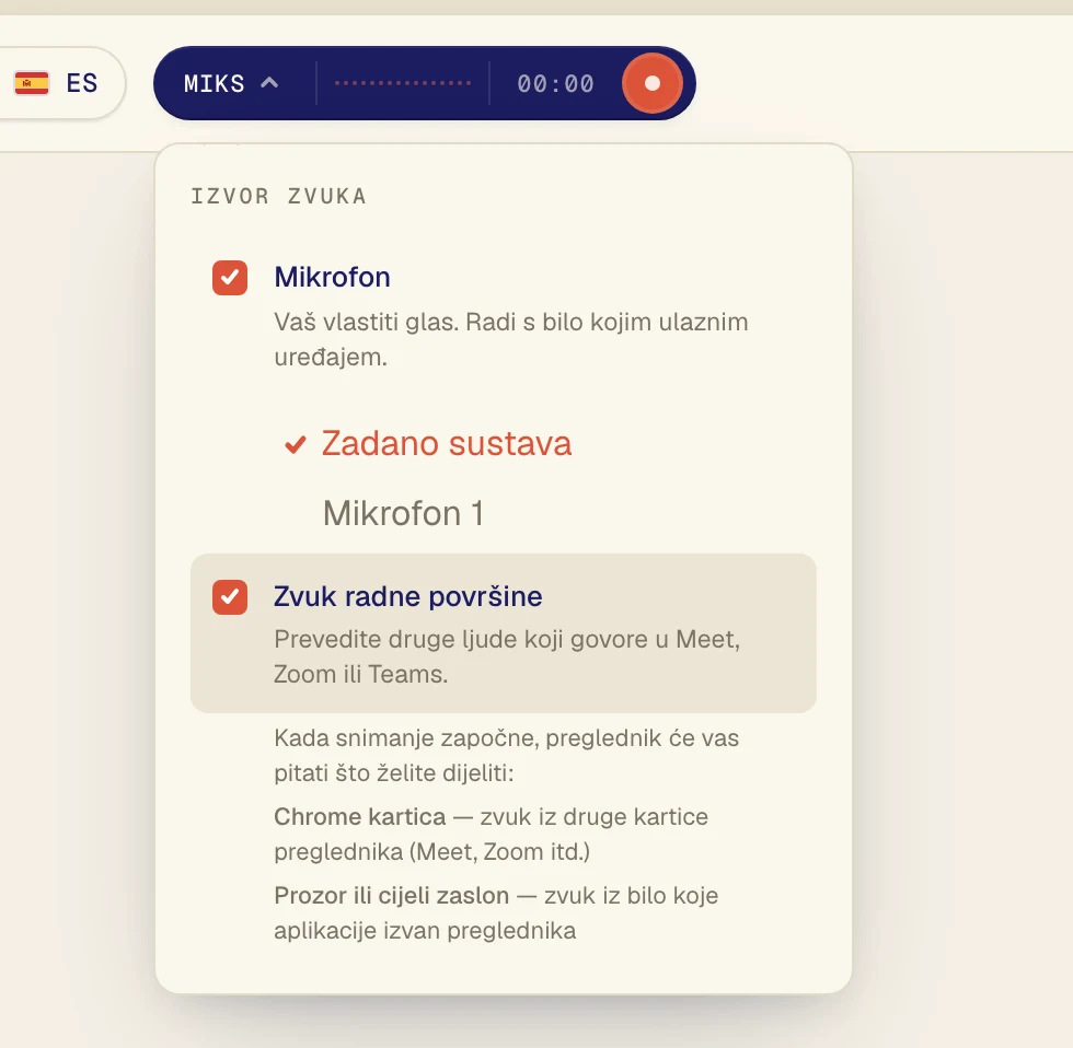 Označite obje mogućnosti. Na gumbu sada piše Miks.