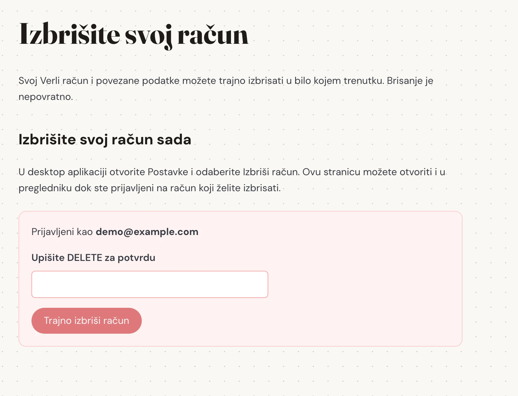 Provjerite e-adresu prikazanu pokraj Prijavljeni kao. Provjerite je li to račun čiju spremljenu povijest želite ukloniti. Pročitajte što će biti izbrisano prije nastavka.