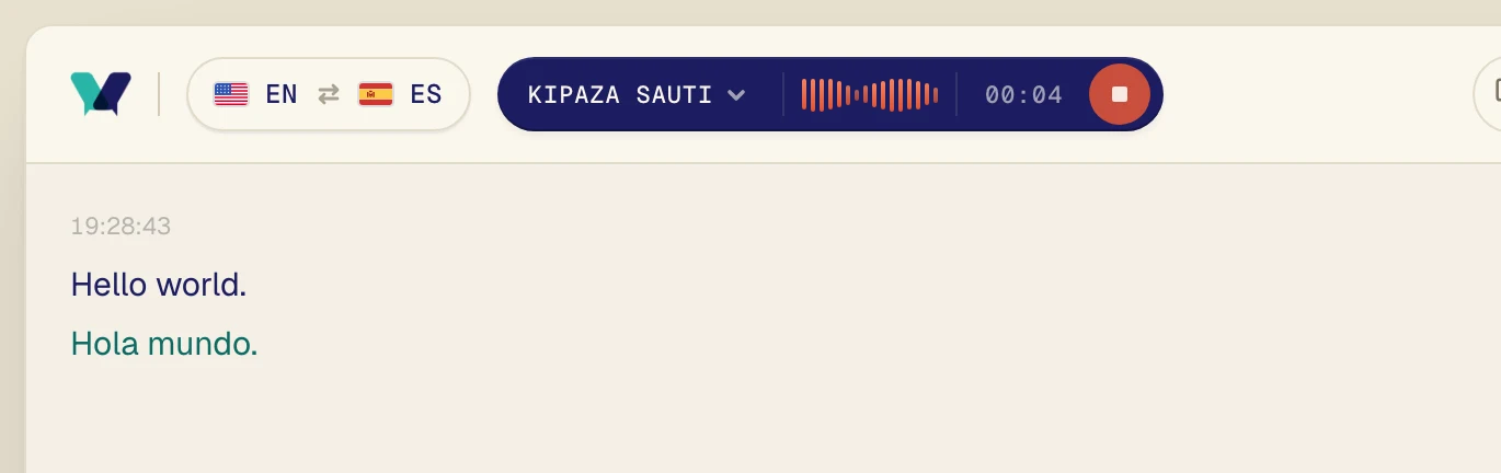 Cheza sauti. Baada ya sekunde chache maneno ya asili yanaonekana, na tafsiri yake chini yake moja kwa moja.