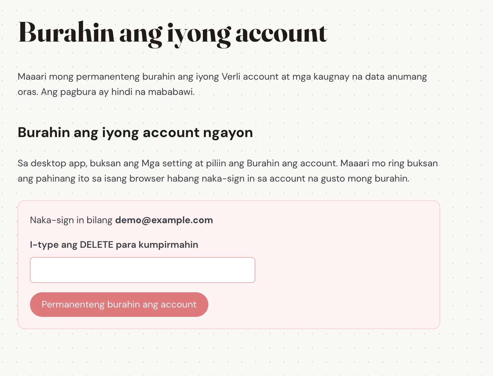 Suriin ang email na ipinapakita sa tabi ng Naka-sign in bilang. Siguraduhing ito ang account na ang na-save na history ay gusto mong alisin. Basahin kung ano ang mabubura bago magpatuloy.